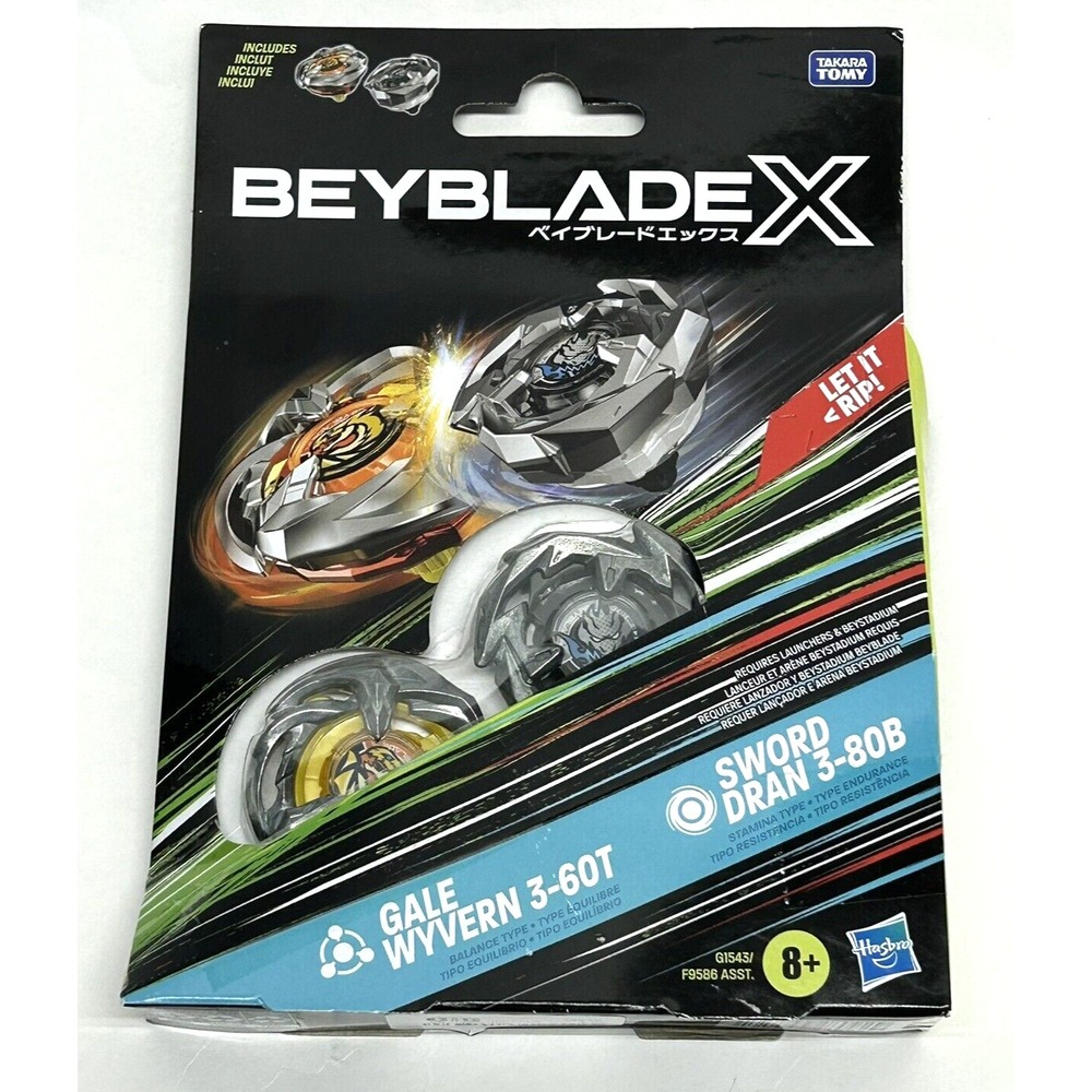 Hasbro Beyblade X 2 Pack - Wyvern Gale 3-60T + Dran Sword 3-80B (SHR)
